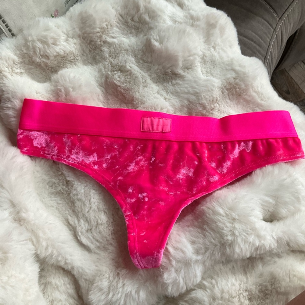 Victoria's Secret Hot Pink Velvet Thong